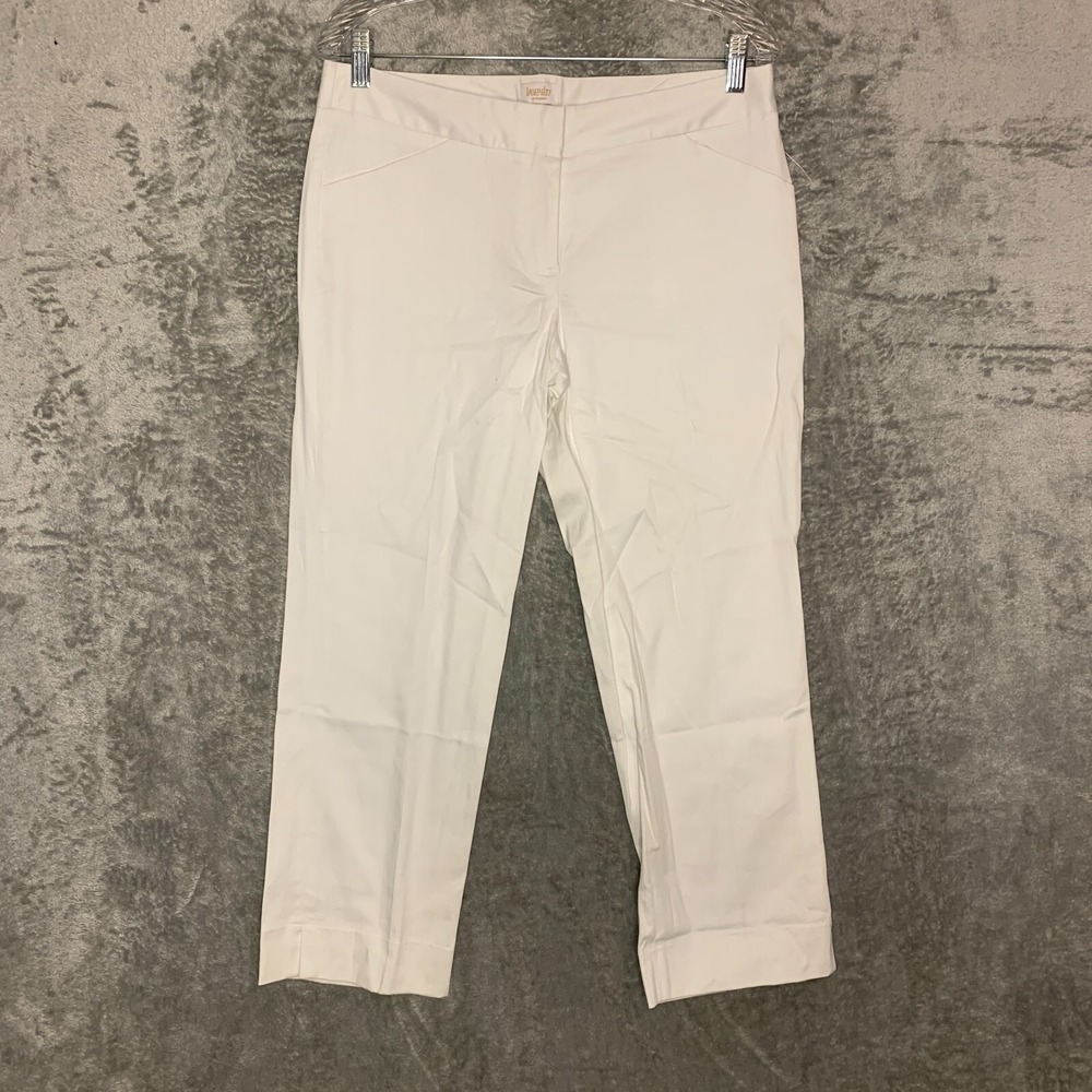 Laundry Shelli Segal Womens Flat Front Mid Rise Crop Chino Pants 6 NWT White